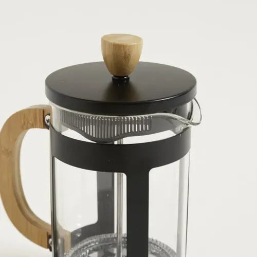 Cafetera Negra De Vidrio Y Bamboo Embolo Bambu 800cc Negro