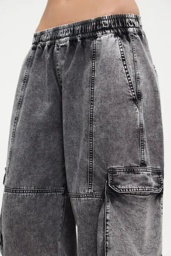 Babucha Cargo Acid Negro Cher Mix De Mujer Algodón Negro 26