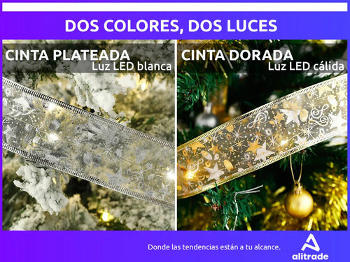 Cinta Luces Navideñas Led Decoración Arbol Navidad 5m Color Dorado Color De Las Luces Cálido Alitrade