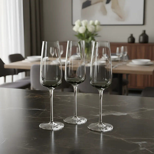 Set X6 Copas De Champagne Tallo Negro