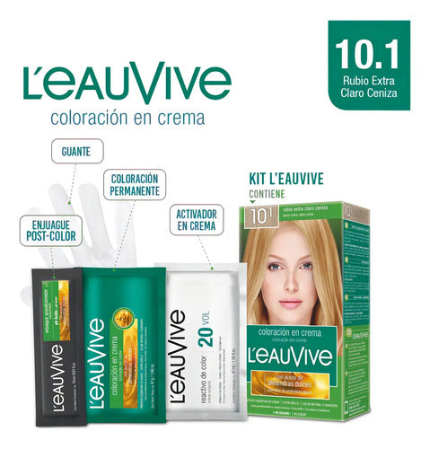 L'eau Vive Kit Tintura Coloración En Crema Tono 10.1 Rubio