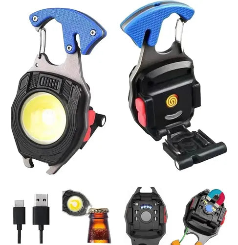 Linterna LED COB Recargable USB con Imán y Gancho Azul · 16726 · foto 02