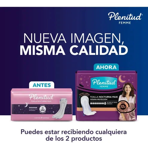 Plenitud Toalla Nocturna Femme Incontinencia x 8 Unidades · 17387 · foto 03