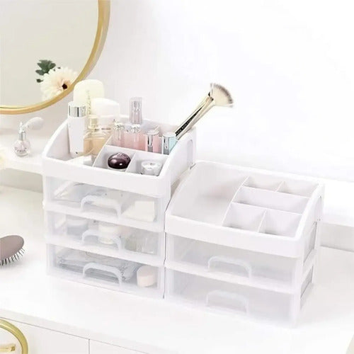 Organizador De Maquillaje Cosméticos Para Tocador 3 Cajones Blanco