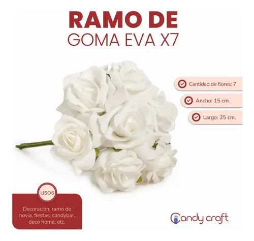 Rosas Artificiales Ramo Elena Vintage Blanco 7 Flores Blanca
