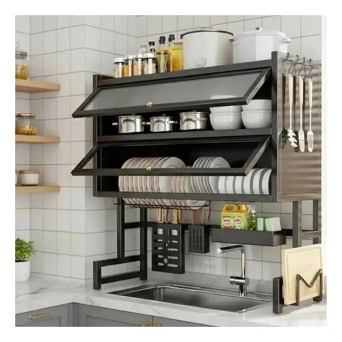 Escurridor Secador de Platos y Cubiertos 2 Niveles Negro · 8664 · foto 01