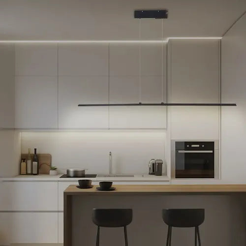 Lampara Colgante Enertech Lineal 80cm Negro Luz Fria