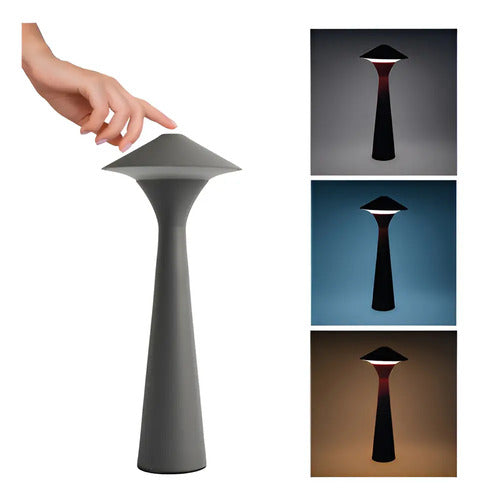 Velador Led Táctil Practiled Dimerizable Usb Metal Gris Recargable