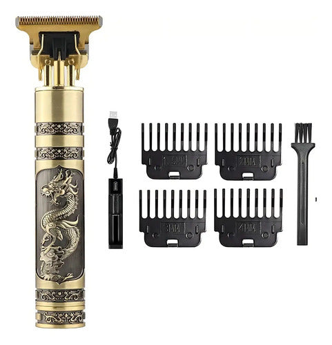 Afeitadora Inalámbrica Vintage T9 Máquina Cortar Pelo Dorado Usb Portátil Dorado Oscuro