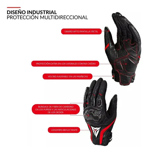 Guantes De Moto Motowolf Mdl0305 Para Montar Con Pantalla Tá Color Negro/rojo Talla L Negro/rojo L