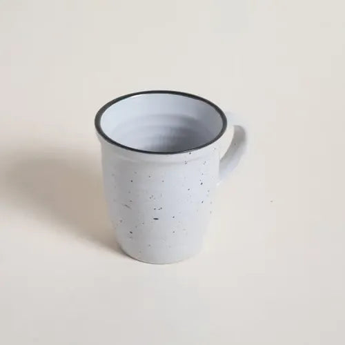 Taza Jarro Mug Ceramica Granito Blanco Borde Gris De 530ml