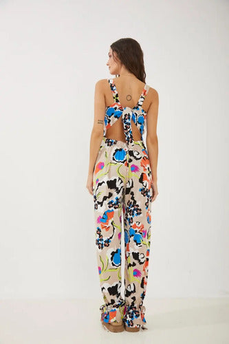 Mono Enterito Estampado Largo Mujer Corte Palazzo Rimmel