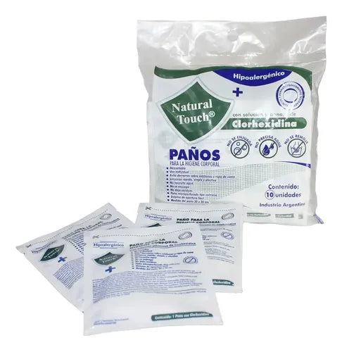 Toallas Húmedas Natural Touch Paño Jabonoso Clorhexidina Neutra Pack 10 Unidades
