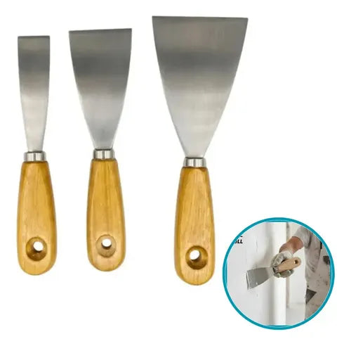 Espátulas de Pintor con Mango de Madera 1, 2 y 3 Pulgadas Pack x 3 · 15932 · foto 01