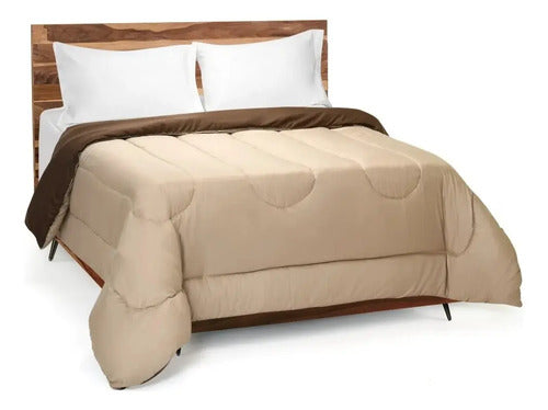 Acolchado Liso Reversible King Size Dto Marrón Oscuro