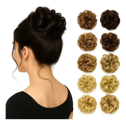 Extensiones De Cabello Sintético Fáciles Aplicar Rodete