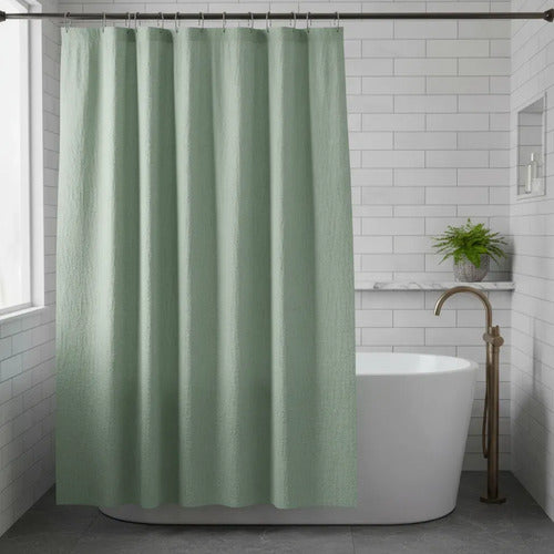 Cortina Baño Vh Ducha Lisa/estampada 1.80x1.80 Verde Menta