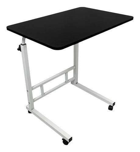 Mesa Con Ruedas Multifuncion Regulable Ideal Notebook Comer Negra Veteada