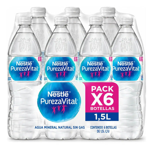 Agua Mineral Nestle Pureza Vital Sin Gas 1,5 L Pack X 6