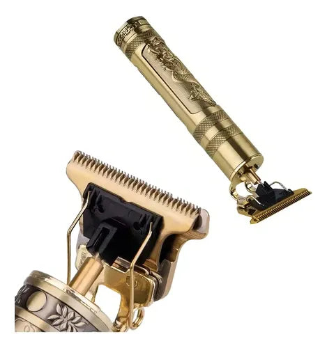 Afeitadora Inalámbrica Vintage T9 Máquina Cortar Pelo Dorado Usb Portátil Dorado Oscuro