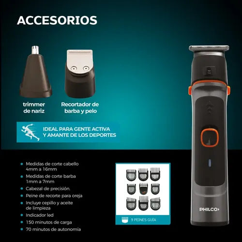 Grooming Kit Corta Pelo y Barba Philco CB8875SE Negro · 17152 · foto 11