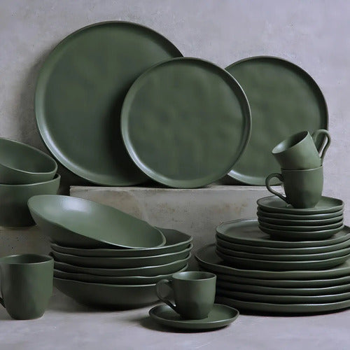 Plato Sopa Gres Verde Porto Brasil Pack 6pzs Apto Microondas