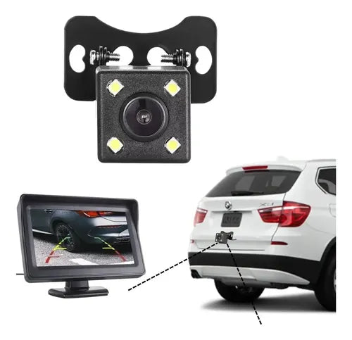 Camara Retroceso Auto Universal 12v Color Negro Kube