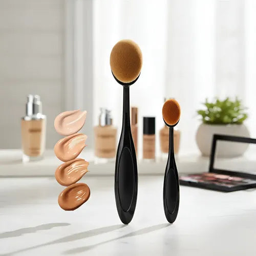 Insumos Para Uñas Varios Brocha Maquillaje Negro (mango) Y Cerdas Marrones/avellana