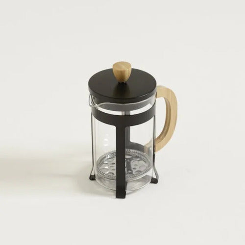Cafetera Negra De Vidrio Y Bamboo Embolo Bambu 800cc Negro