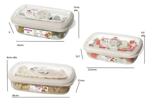 3 Tapers Contenedores Rectangular Plastico Sanremo Flor Color Violeta