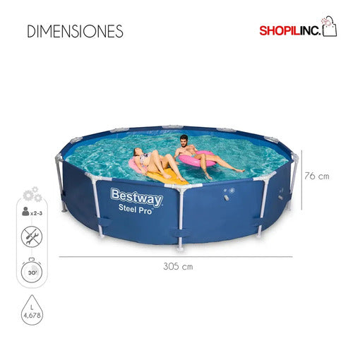 Pileta Estructural Redonda Bestway 56677 4678l Color Azul Piscina Steel Pro