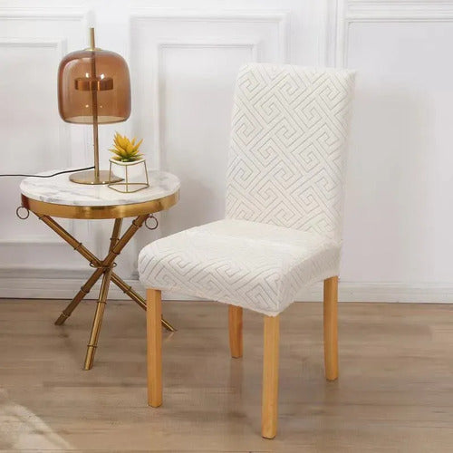 Funda Silla City Blanco Geométrico 6p Natural Rayas