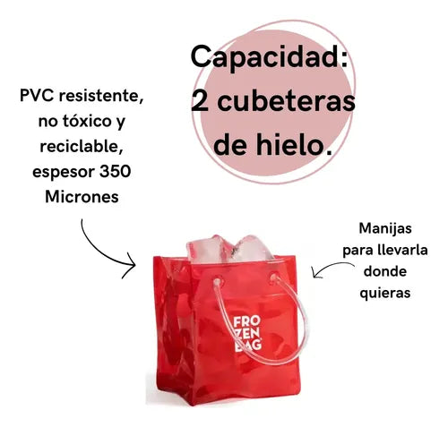 Combo Frozen Bag Xl + Ice - Bolsa Frapera Hielera Hielo Pvc