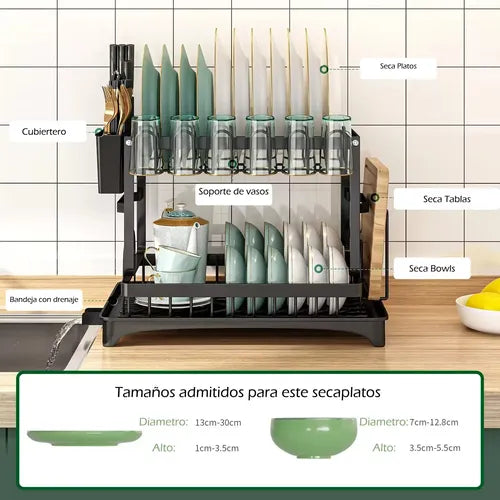 Escurridor Platos Secaplatos Acero Inoxidable Cocina 2 Pisos