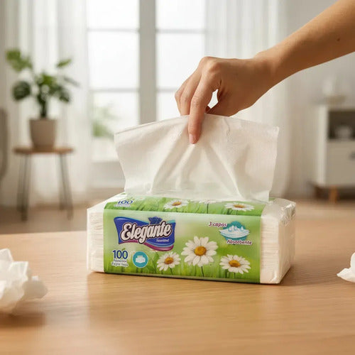 Pañuelos Triple Hoja Descartables Absorbentes Elegante X100u