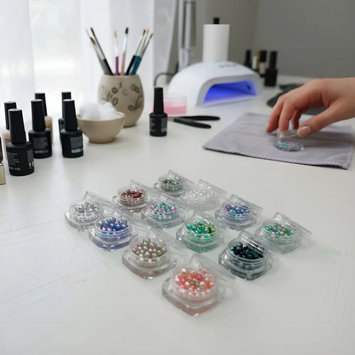 Perlas De Colores Decorativas Para Uñas X 12