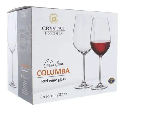 Columba Juego De 6 Copas De Cristal Bohemia 650 Ml