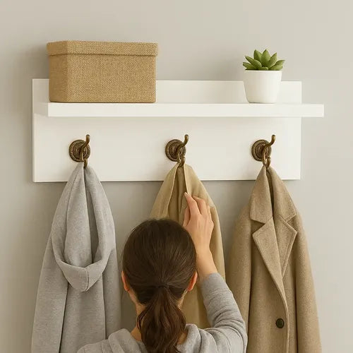 Perchero Repisa Estante Organizador Ropa De Pared Recibidor