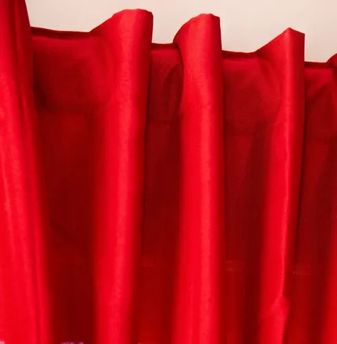 Cortinas De Ambiente Pesada Listas Colgar 2 Paños Alpaca Color Rojo