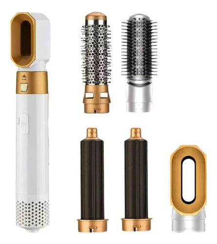 Set Modelador Cepillo Secador 5 En 1 Electrico Dorado