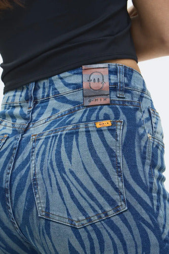 Jean Slim Zebra Azul Chermix De Mujer Algodón Azul 22