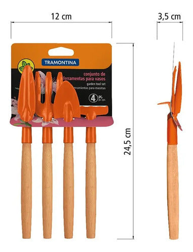 Kit 4 Piezas Herramientas Set Jardin Tramontina Para Maceta