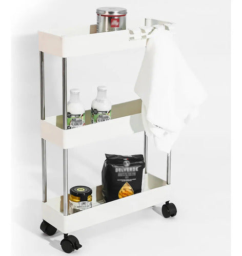 Carrito Organizador Estantes Cocina Alacena Lbs Con Ruedas Blanco