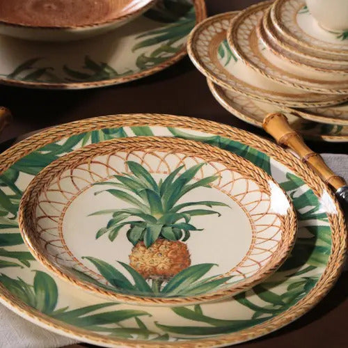 Plato Hondo Porto Brasil Platinum Coup Piña Sopa 6 Platos