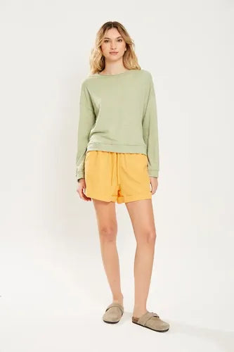 Short Tiro Alto De Lino Elastano Koxis Mujer Ray Flower M