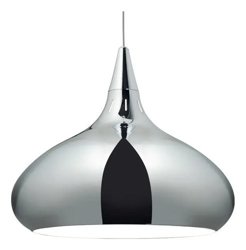 Lampara Colgante Cromo Moderna 43cm Berna  E27 Apto Led Gris Plateado
