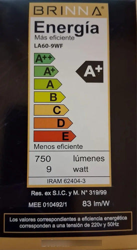Lampara Led 9w 750 Lumenes 220v E27 Brinna Pack X 10