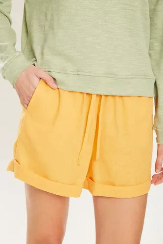Short Tiro Alto De Lino Elastano Koxis Mujer Ray Flower M