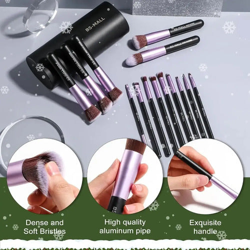Juego de 14 Pinceles de Maquillaje Veganos Púrpura con Estuche · 17538 · foto 02