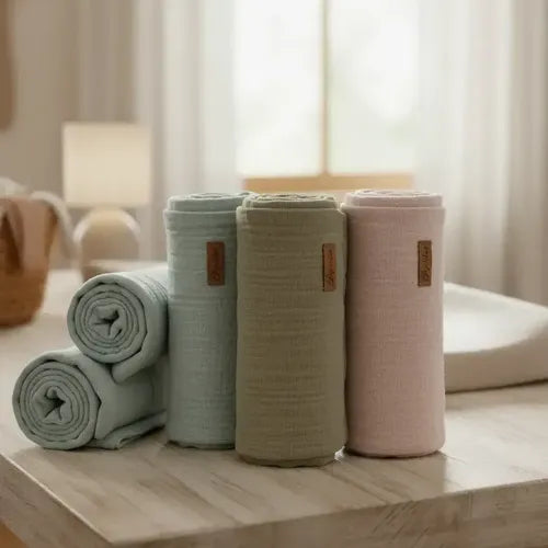 Kit x3 Muselinas de Gasa 100% Algodón para Bebé Blanco Gris Perla y Celeste · 17516 · foto 06